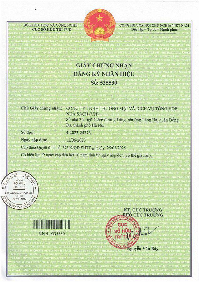 CLEANHOUSE CHÍNH THỨC ĐƯỢC CẤP GIẤY CHỨNG NHẬN SỞ HỮU TRÍ TUỆ NHÃN HIỆU